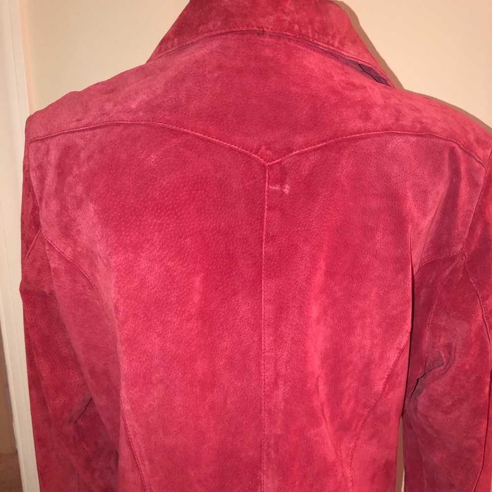 Red suede moto jacket - Picture 4 of 4